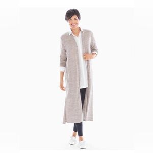 Soma Style Essentials Cozy Relaxed Duster Long Cardigan Sz S Pink/Taupe Lounge